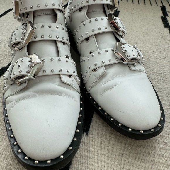 Givenchy White Studded Leather buckle booties sz 8 - Picture 11 of 12